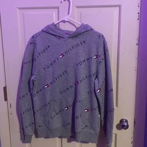 Grey Tommy Hilfiger hoodie, a little too big